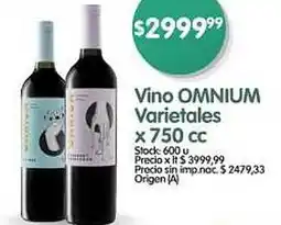Supermercados Buenos Días Vino OMNIUM Varietales oferta