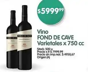 Supermercados Buenos Días Vino FOND DE CAVE Varietales oferta