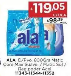 Ala D/Pvo. Matic Core Max Suave / Matic Sol / Reg. Poder Acel 800grs