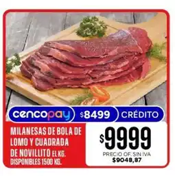 Supermercados Vea Milanesas de Bola de Lomo y Cuadrada de Novillito oferta