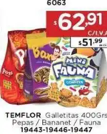 Hipermay Temflor Galletitas Pepas / Bananet / Fauna 400grs oferta