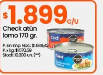 Changomas Check atún lomo 170 gr oferta