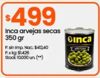 Changomas Inca arvejas secas 350 gr oferta