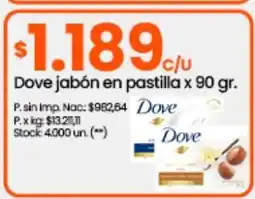 Changomas Dove jabón en pastilla x 90 gr oferta