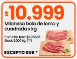 Changomas Milanesa bola de lomo y cuadrada x kg oferta