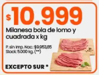 Changomas Milanesa bola de lomo y cuadrada x kg oferta