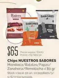 Jumbo Nuestros Sabores Chips Mandioca/Batatas/Papas/Zanahoria/Remolacha x 80gr oferta