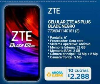 Celular Zte A5 Plus Blade Negro