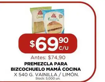 Super MAMI Mamá Cocina Premezcla para Bizcochuelo x 540g. Vainilla / Limón oferta