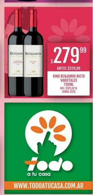 Supermercados Todo Vino Benjamin Nieto Varietales oferta