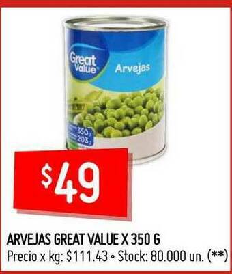 Walmart Arvejas Great Value oferta