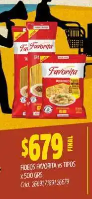 Supermercados Yaguar Fideos Favorita vs Tipos oferta