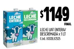 Supermercados Yaguar LECHE UAT ENTERA/DESCREMADA X 1 LT oferta