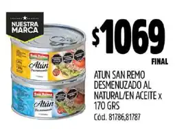 Supermercados Yaguar ATUN SAN REMO DESMENUZADO AL NATURAL/EN ACEITE x 170 GRS oferta