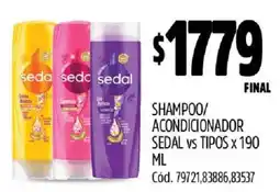 Supermercados Yaguar SHAMPOO ACONDICIONADOR SEDAL oferta