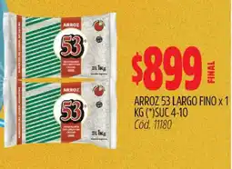 Supermercados Yaguar ARROZ 53 LARGO FINO x 1 KG oferta