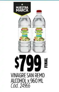 Supermercados Yaguar VINAGRE SAN REMO ALCOHOL X 960 ML oferta