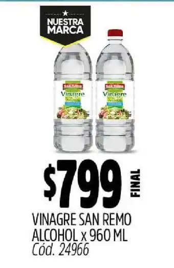 Supermercados Yaguar VINAGRE SAN REMO ALCOHOL X 960 ML oferta