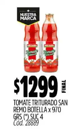 Supermercados Yaguar TOMATE TRITURADO SAN REMO BOTELLA X 970 GRS oferta