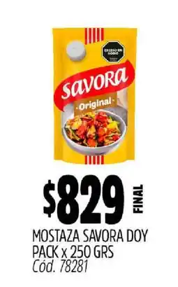 Supermercados Yaguar Mostaza Savora Doy Pack x 250 GRS oferta