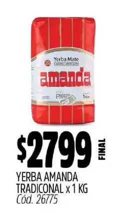 Supermercados Yaguar Yerba AMANDA Tradicional x 1 kg oferta