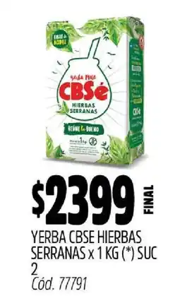 Supermercados Yaguar YERBA CBSE HIERBAS SERRANAS X 1 KG oferta