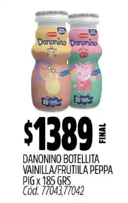Supermercados Yaguar Danonino Botellita Vainilla/Frutilla Peppa Pig x 185 GRS oferta