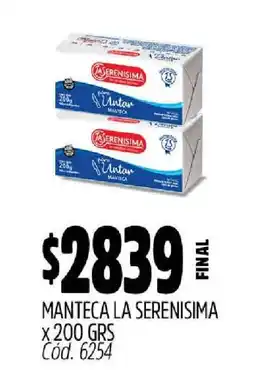 Supermercados Yaguar MANTECA LA SERENÍSIMA oferta