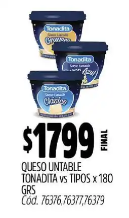 Supermercados Yaguar Queso Untable Tonadita oferta