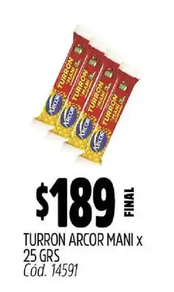 Supermercados Yaguar TURRON ARCOR MANI x 25 GRS oferta
