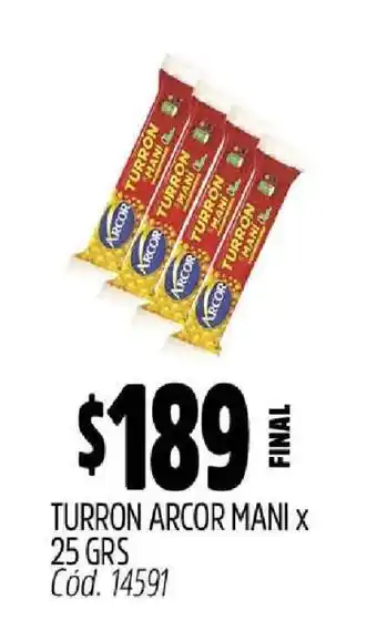Supermercados Yaguar TURRON ARCOR MANI x 25 GRS oferta