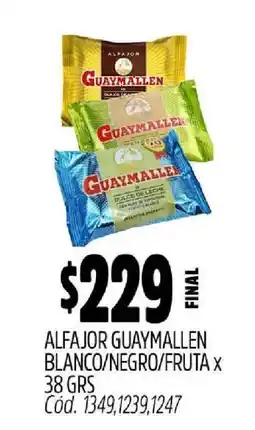 Supermercados Yaguar ALFAJOR GUAYMALLEN BLANCO/NEGRO/FRUTA x 38 GRS oferta