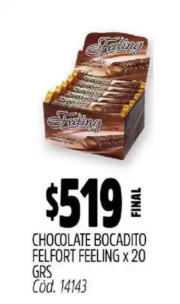 Supermercados Yaguar CHOCOLATE BOCADITO FELFORT FEELING x 20 GRS oferta
