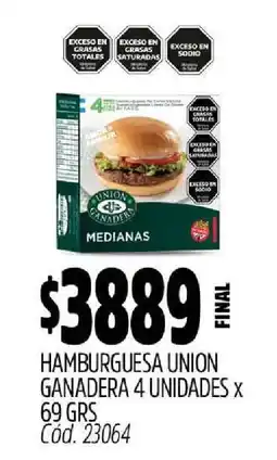 Supermercados Yaguar Hamburguesa Union Ganadera 4 Unidades x 69 grs oferta