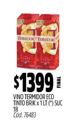 Supermercados Yaguar Vino Termidor Eco Tinto Brik x 1 LT oferta