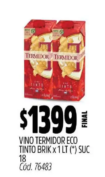 Supermercados Yaguar Vino Termidor Eco Tinto Brik x 1 LT oferta