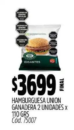 Supermercados Yaguar Hamburguesa Union Ganadera 2 Unidades x 110 GRS oferta