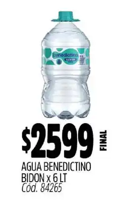 Supermercados Yaguar Agua Benedictino Bidon x 6 LT oferta