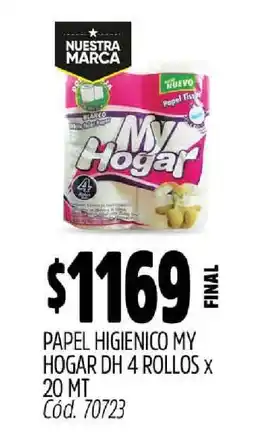 Supermercados Yaguar PAPEL HIGIENICO MY HOGAR DH 4 ROLLOS x 20 MT oferta