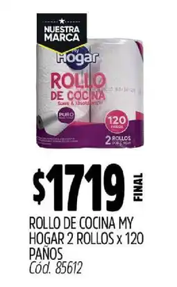 Supermercados Yaguar ROLLO DE COCINA MY HOGAR 2 ROLLOS x 120 PAÑOS oferta