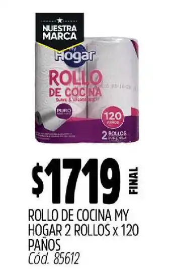 Supermercados Yaguar ROLLO DE COCINA MY HOGAR 2 ROLLOS x 120 PAÑOS oferta