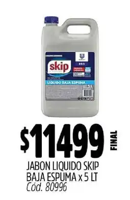 Supermercados Yaguar JABON LIQUIDO SKIP BAJA ESPUMA x 5 LT oferta