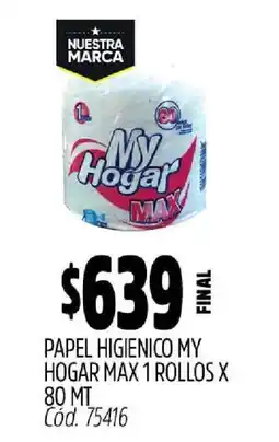 Supermercados Yaguar Papel Higiénico My Hogar Max 1 Rollos x 80 MT oferta