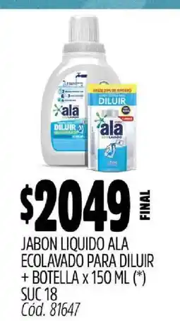Supermercados Yaguar Jabón Líquido Ala Ecolavado para Diluir + Botella x 150 ml oferta