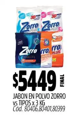 Supermercados Yaguar Jabón en polvo Zorro oferta