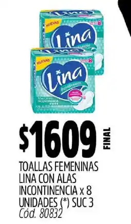 Supermercados Yaguar Toallas femeninas LINA oferta