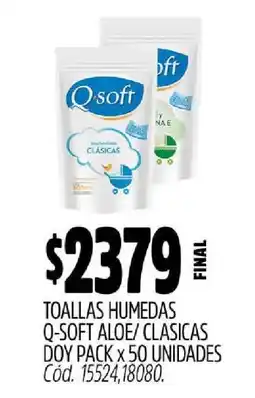 Supermercados Yaguar Toallas Húmedas Q-soft Aloe/Clásicas oferta