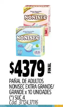 Supermercados Yaguar Pañal de Adultos Nonisec Extra Grande/Grande x 10 Unidades oferta