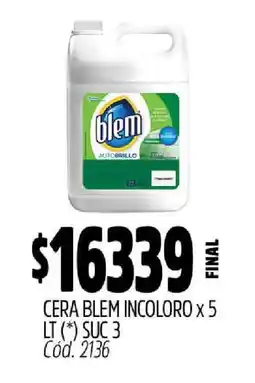 Supermercados Yaguar CERA BLEM INCOLORO x 5 LT oferta