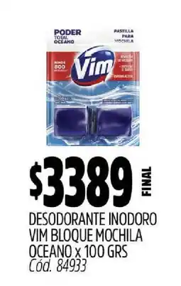 Supermercados Yaguar Desodorante Inodoro Vim Bloque Mochila Oceano x 100 grs oferta